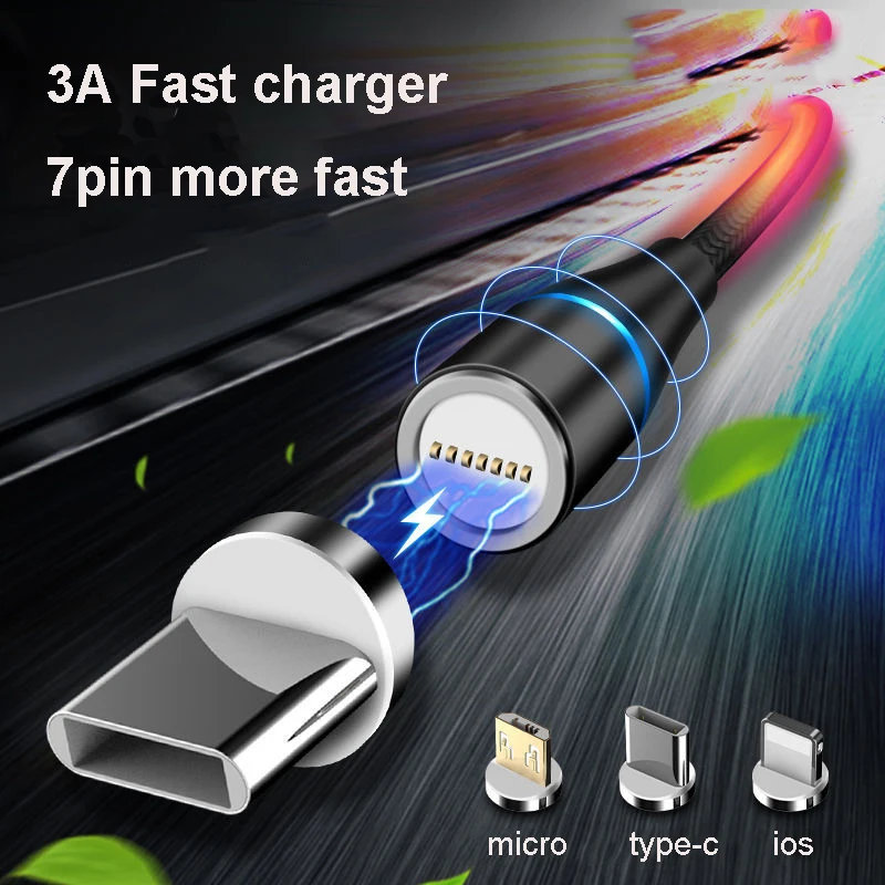 3A magnetyczny kabel Micro USB do iPhone 12 Xiaomi mi szybkie ładowanie danych przewód magnetyczny ładowarka USB typ C 1m kabel telefoniczny