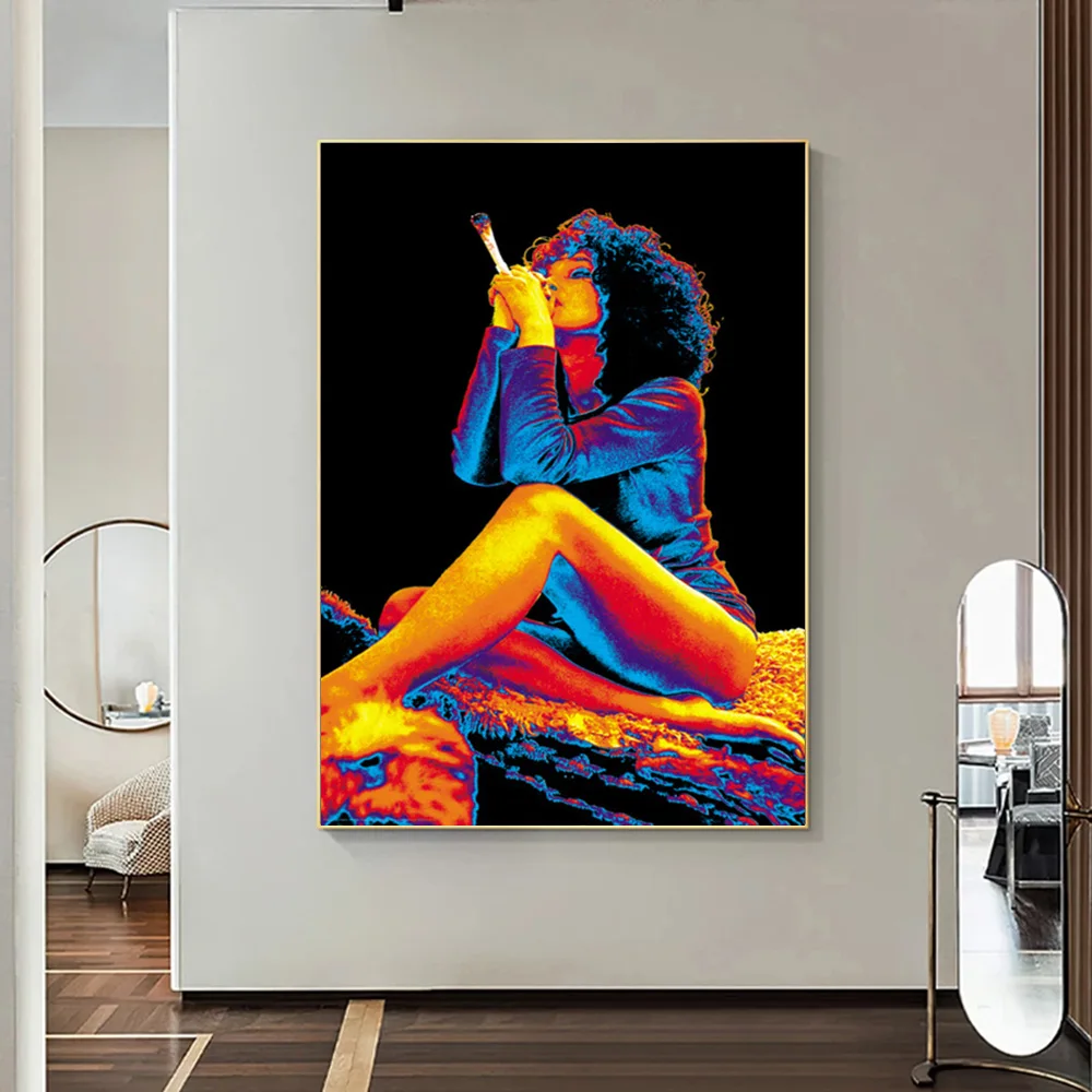 

Canvas Painting Black African Woman Smoking Sexy Body Wall Art Modern Pictures for Living Room Interior Home Decoration Cuadros