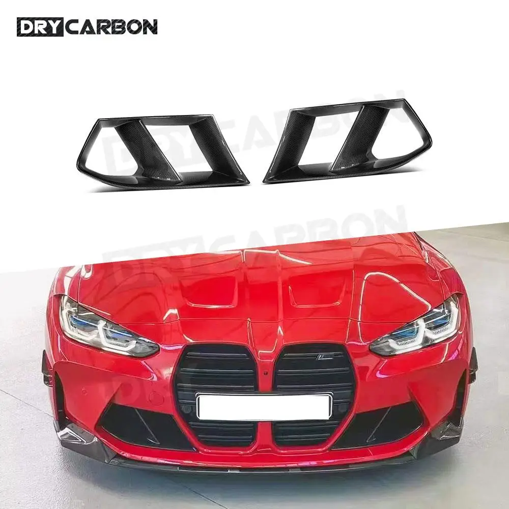 

Carbon Fiber Car Front Bumper Lip Air Vents Cover Trim Canards for BMW 3 4 Series G80 G82 G83 M3 M4 2021+ FRP Black Body Kits