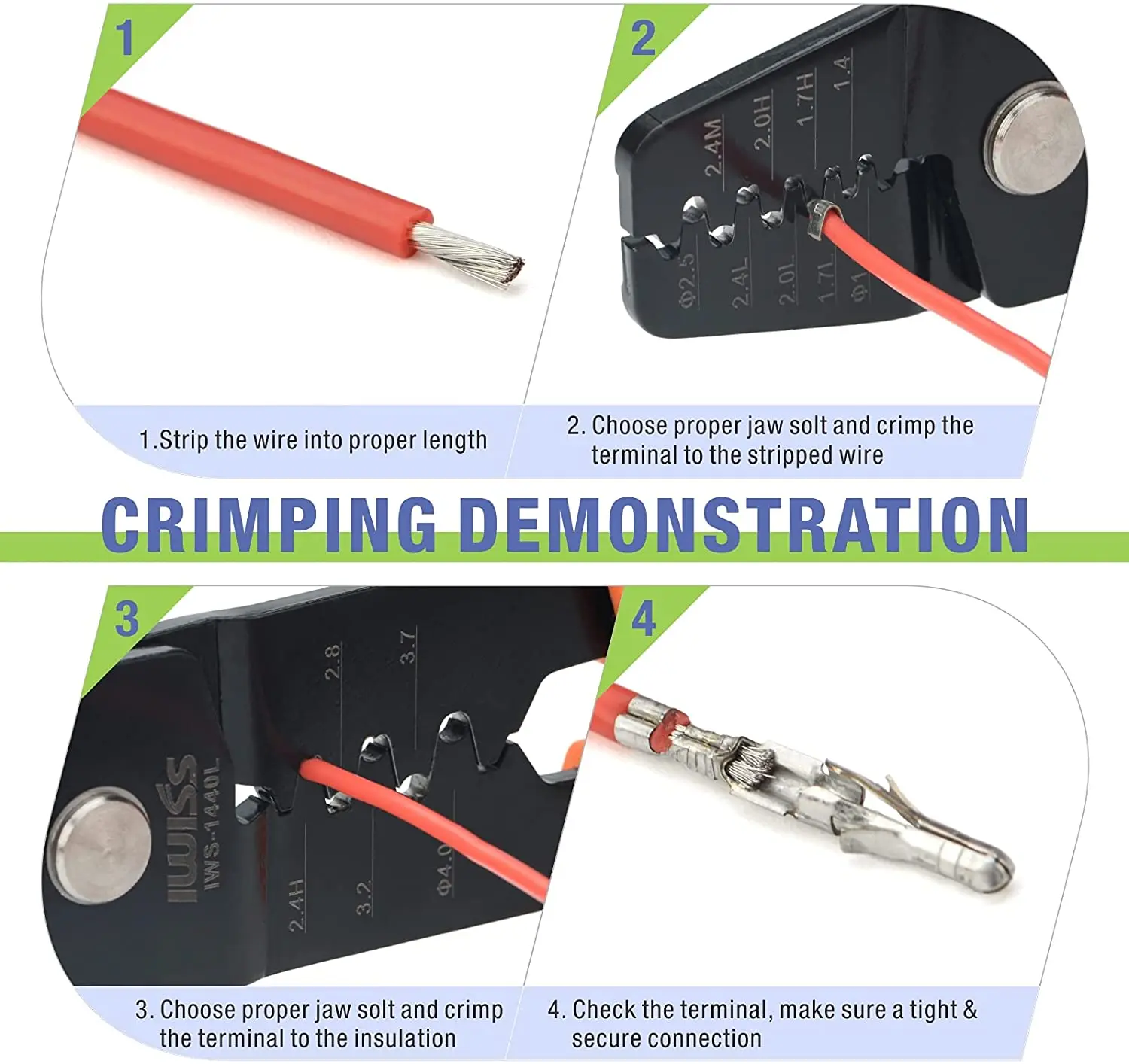 Imagem -06 - Crimpagem Ferramenta Alicate para Contatos de Vários Tamanhos Open Barrel Terminais Crimper Funciona em Jst Molex te Hrs Iws1440l Awg 28-14