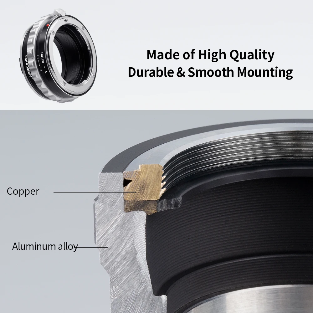 K & F Concept Nik(G)-L อะแดปเตอร์กล้องถ่ายภาพแหวน L สำหรับ Nikon G F AI เลนส์ Sigma Leica Panasonic L Mount กล้อง body