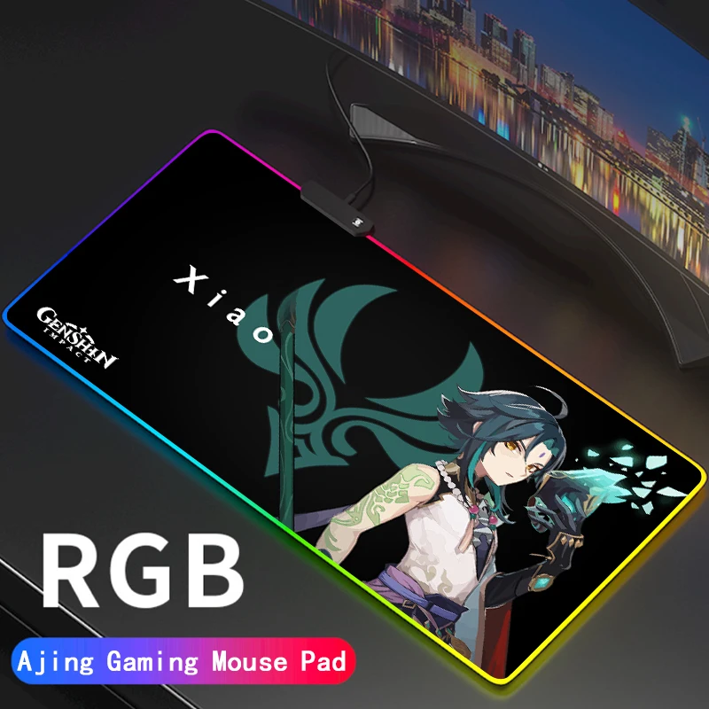 RGB High Quality Genshin Impact Mouse Pad Anti-Slip Durable Silicone Smooth Writing Desktops LED gaming Mice Carpet