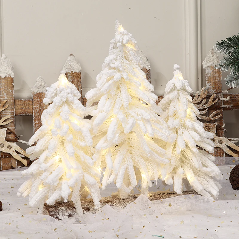 

Artificial Christmas Tree, Pine White, Nordic Flocking Decoration, Desktop Window, Counter, Bar, Restaurant, New Year, 2024