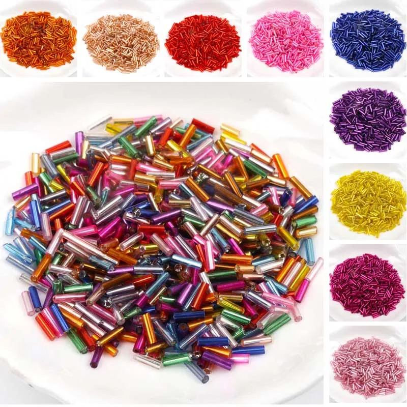 Tube LINED Glass Czech Seed Spacer beads For jewelry handmade DIY Wholesale 17 colors 2x6mm 300pcs