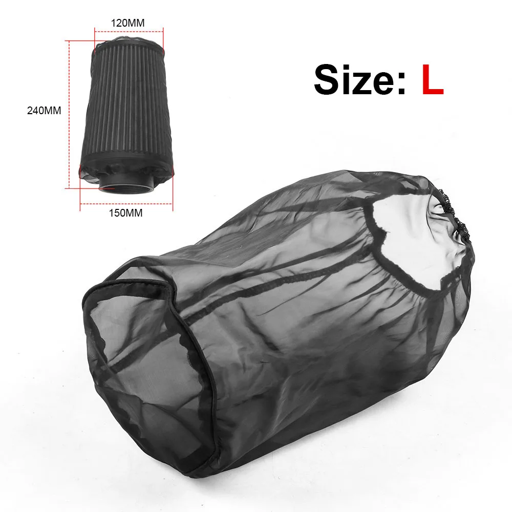 Universal Air Filter Protective Cover Waterproof Oilproof Dustproof for High Flow Air Intake Filters Black