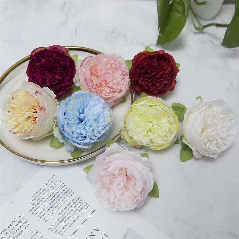 2pcs 10cm 8 colors  Silk Artificial Peony Flower Head  DIY Wedding Bouquet Wall Arch Decoration DIY Garland Craft Flower