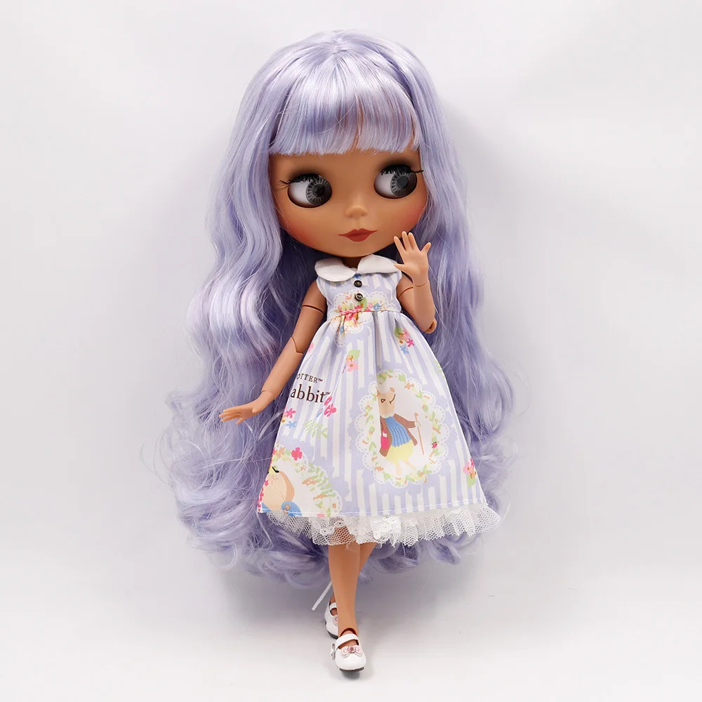 ICY DBS factory blyth doll joint body glossy face or frosted face purple big curly hair DIY sd gift toy