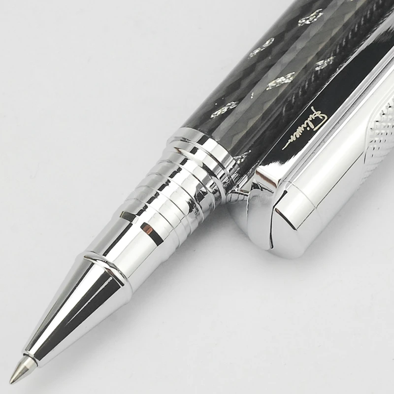 Fuliwen Carbon Fiber Roller Ball Pen , Yellow Color Point High Quality Ink Pen For Business Writing Gift Pen