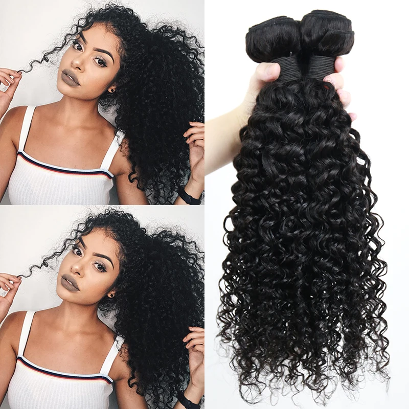 

Deep Curly Bundles With Closure Brazilian Remy Human Hair Extensions Natural Black For Women Dolago Human Hair Bundles Weave