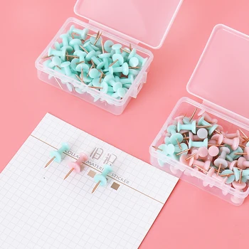 컬러 푸시 핀 엄지 엄지 엄지 보드 핀, 그림 사진 벽 스터드, 사무실 학교 용품, 그린 핑크, 박스당 50 개