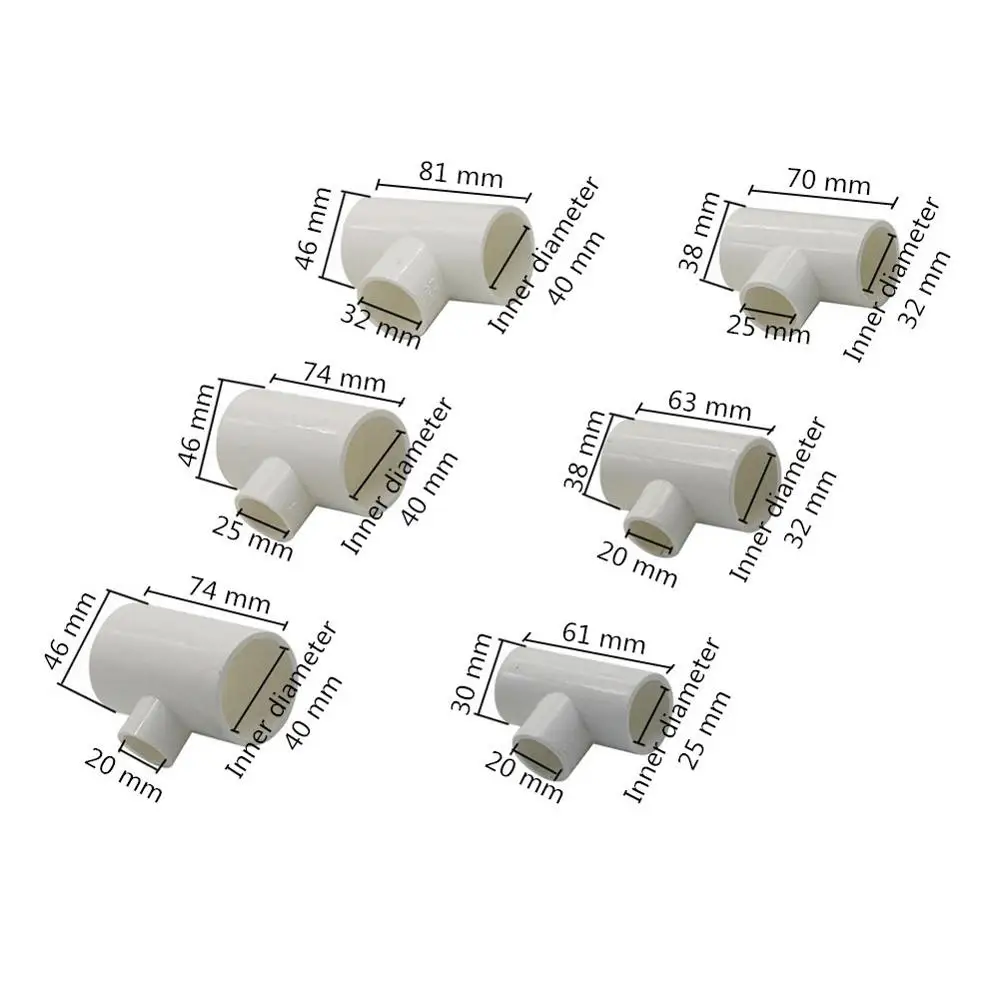 25-20 32-20 32-25 40-20 40-25 40-32 PVC Reducing Tee Connector Three Way Pipe Reducer Adapter Garden Irrigation Connection Tool