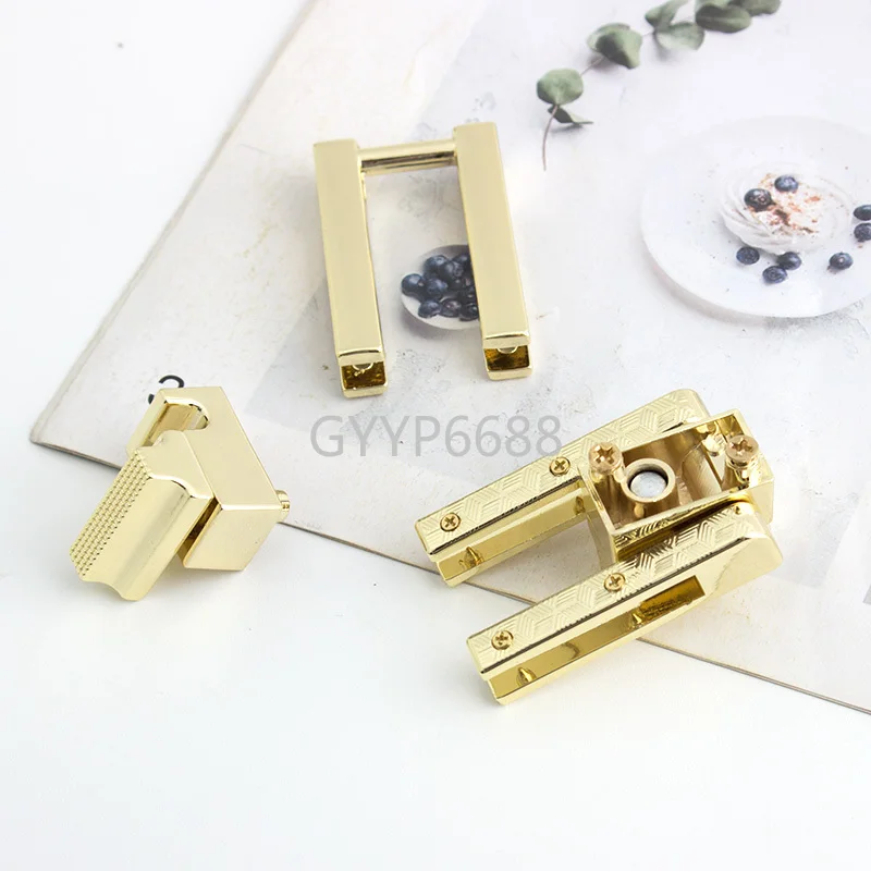 5-20sets 25*50mm Lock Bag Decorative Clasps Closure Diy Hardware Accessory Light gold Purse lock