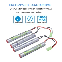 2pcs Lismkey 8S 2/3A 9.6v 1600mAh Butterfly NunChuck NIMH Battery Pack with Mini Tamiya  for Airsoft Guns  ICS CA TM SRC JG