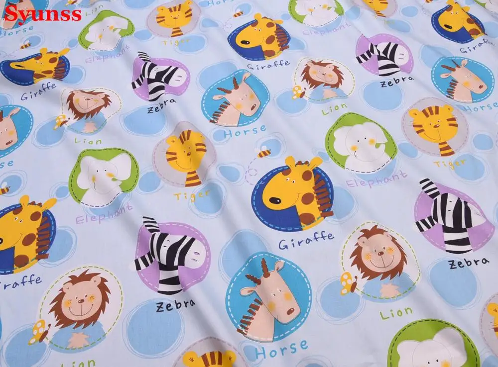 Cartoon Animal Printed Kids 100% cotton Twill Fabric,Patchwork Cloth,DIY Sewing Quilting Fat Quarters Material For Baby&Child