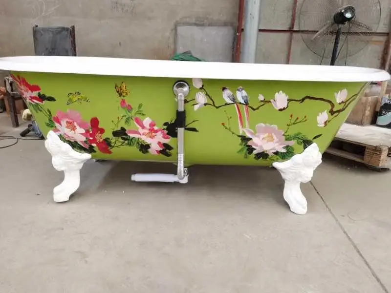 

72" CUPC Approval Freestanding Luxury Bathtub Cast Iron Double Ended Enamel Colorful Painting Exterior Tub SW1001A