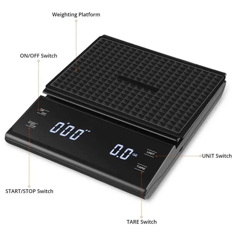 Kitchen Electronic Scales Digital Coffee Scale With Timer High Precision LED Display Household Weight Balance Measuring Tools