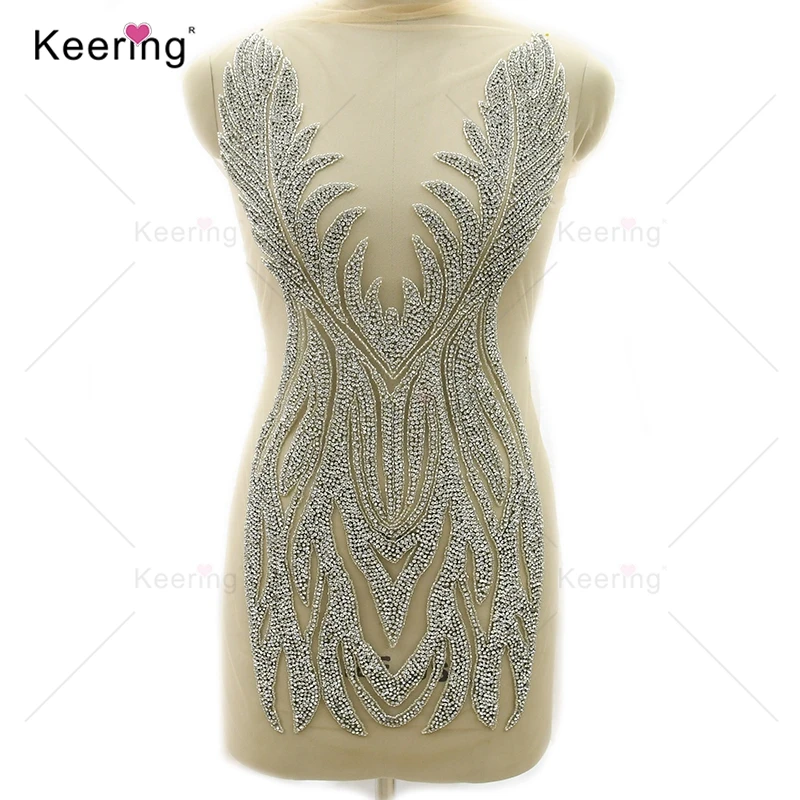 

Sexy Silver Rhinestone Body Applique, Dark V, Fit for Wedding Panel, WDP-368, New Arrival