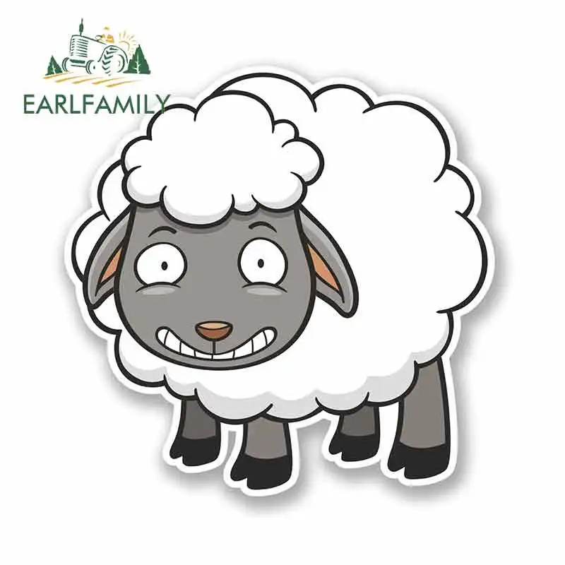 EARLFAMILY 13cm x 13cm Cartoon Sheep Anime Funny Car Stickers Fine Decal Waterproof Vinyl JDM Sunscreen RV VAN Car Accessories