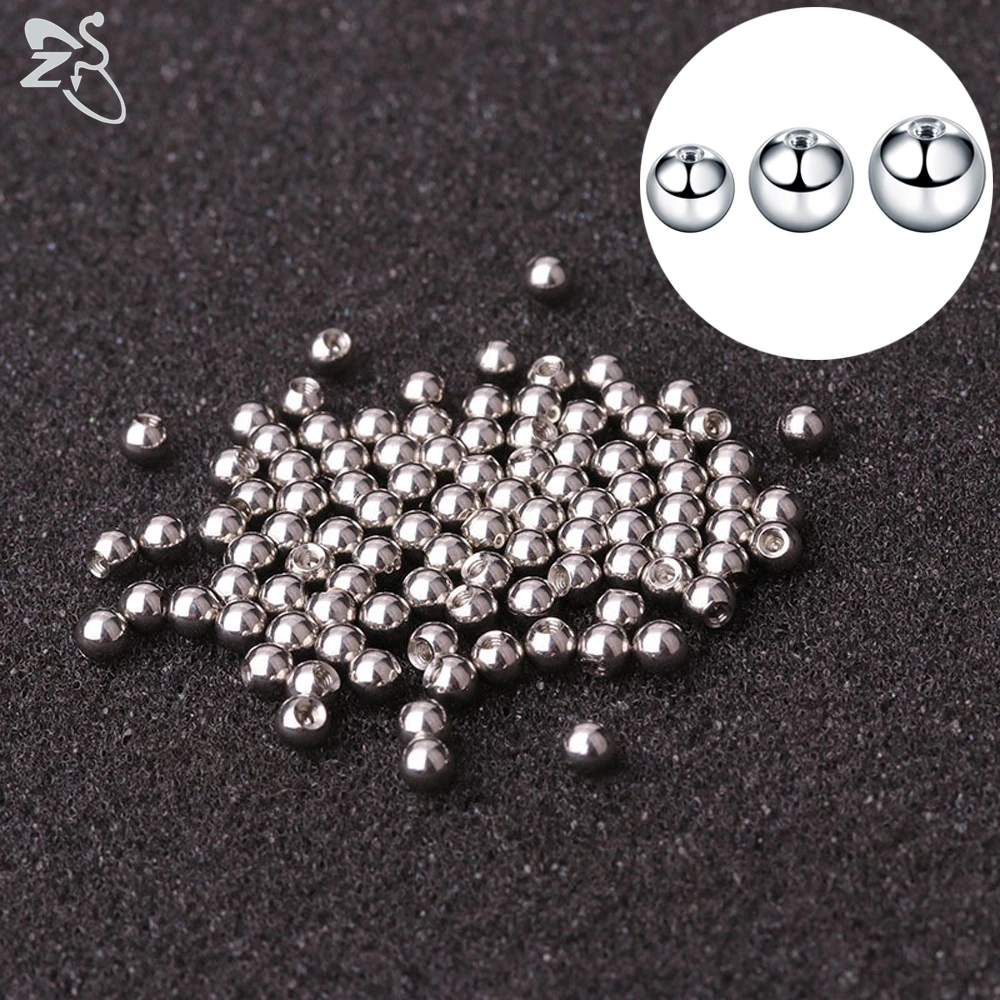 ZS 10/30/100PCS Stainless Steel Ball 18G 16G High Polish Piercing Screw Replacement Ball Nose Ear Labret Piercings Accessories