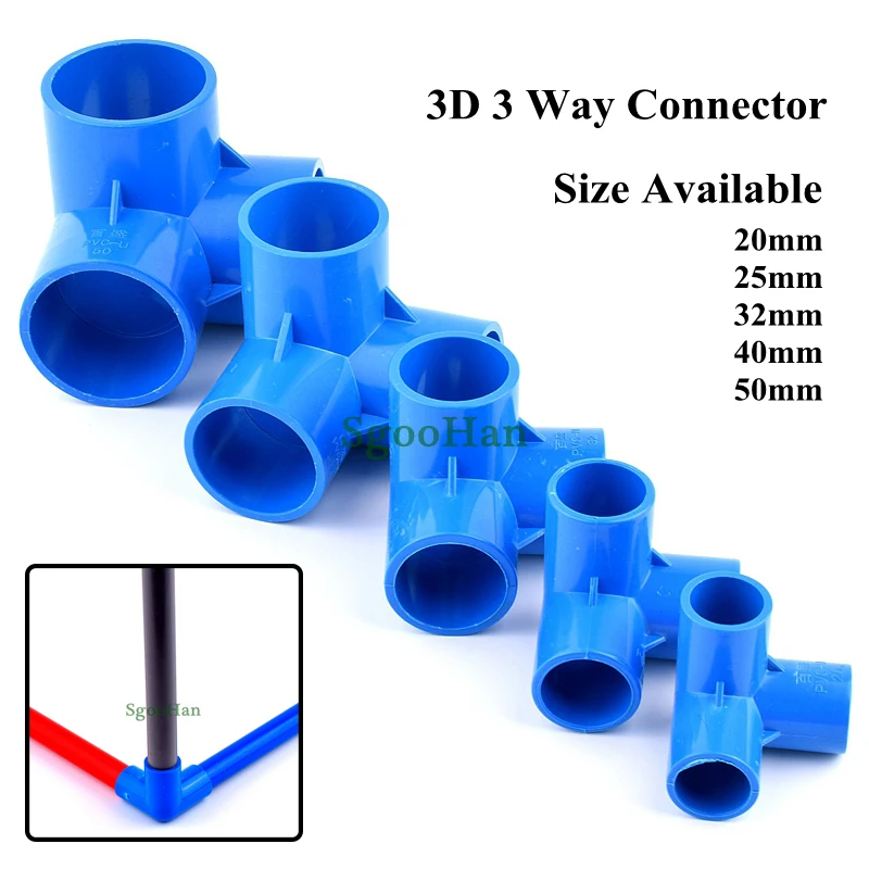 1~30pcs ID 20~50mm PVC Pipe Three-Dimensional 3 Way Connector Aquarium Fish Tank 3 Ways Joint Garden DIY Shelf Fittings