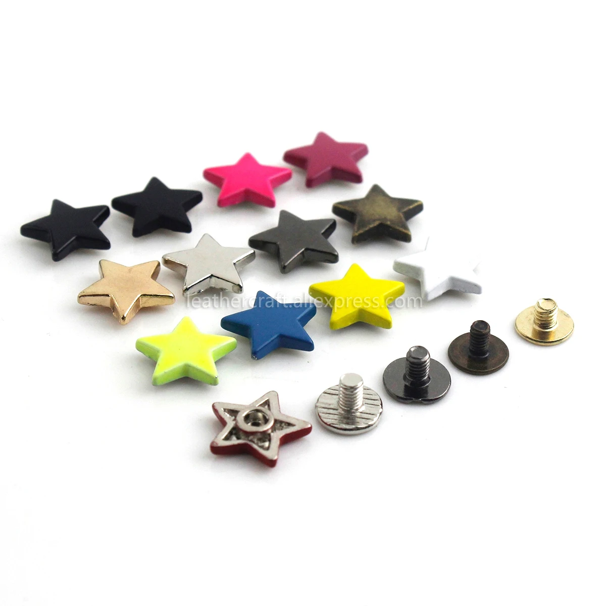 10pcs Metal Stars Rivets with Screw Punk Screwback Studs More Color Bag Clothing Garment Shoes Hat Leather Belt DIY Decor