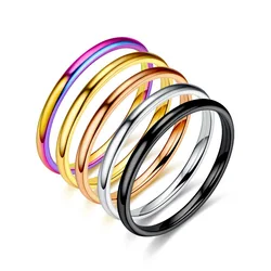 2mm Thin Rings For Man Women Girl Solid Stainless Steel Minimalist Ring  Elegant Party Tail Ring Couple Rings