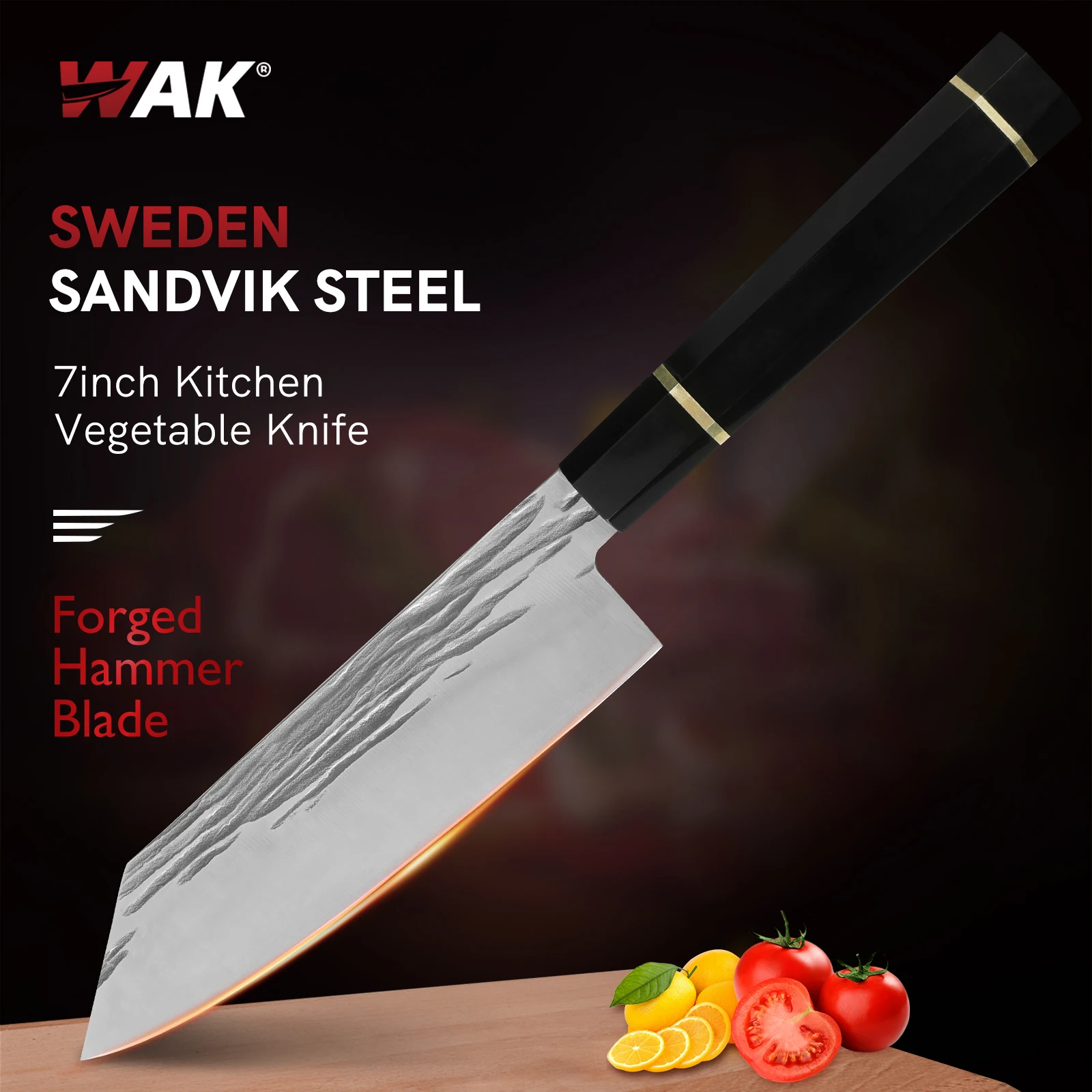 

WAK Super Sharp Sandvik Steel Kitchen Kinfe Luxury Specular Light Resin Handle Cutting Knives Slicing Meat Vegetable Tools