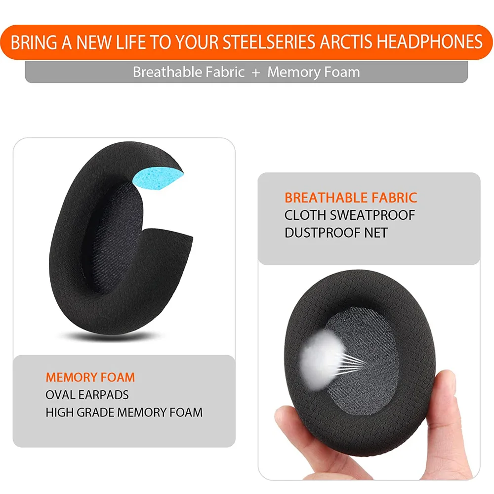 Cuscinetti auricolari per cuffie di ricambio GEVO per cuffie SteelSeries claw is 3/5/7/9X/pro cuffie senza fili in tessuto per giochi