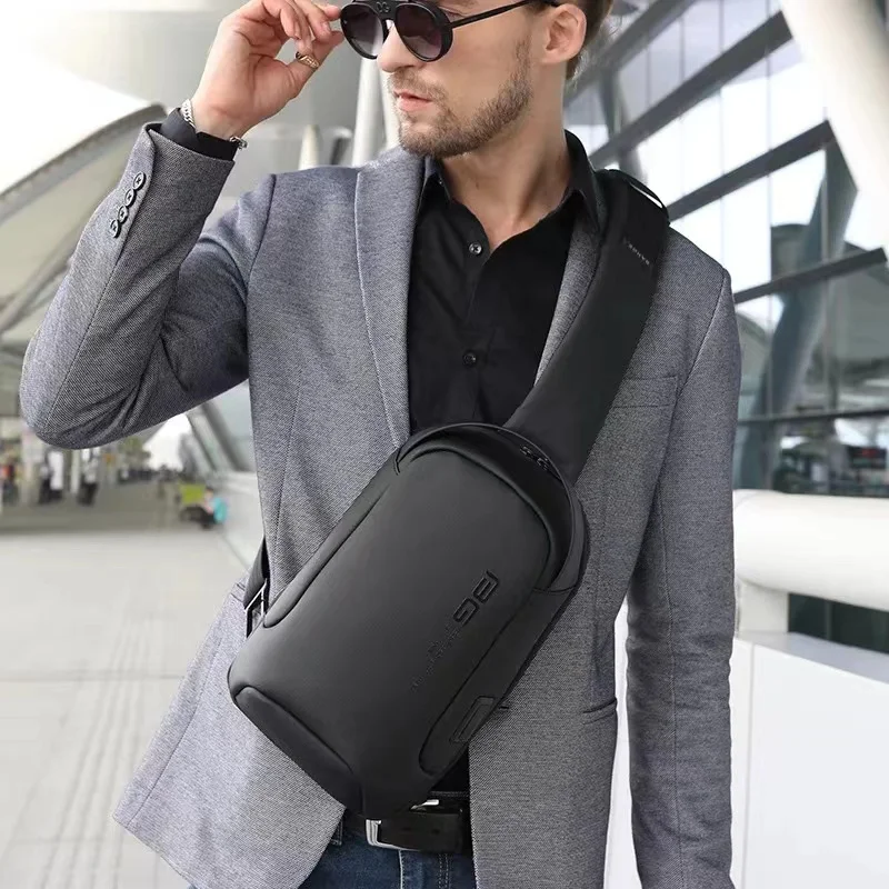 BANGE-Bolso de hombro cruzado multifuncional para hombre, bolsa de pecho impermeable para viaje corto, con carga USB, nueva actualización de 2022