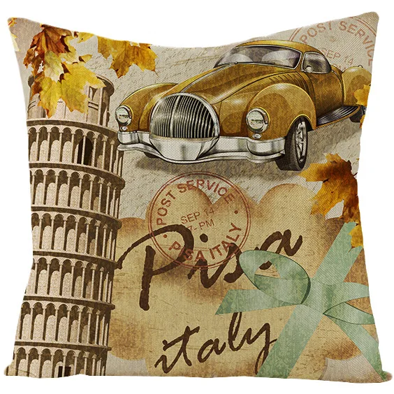 2021 New US Retro Movie Style Cushion Cover Linen Throw Pillow Cover 18x18in Nostalgic Home Decorative Pillowcase for Seat Couch