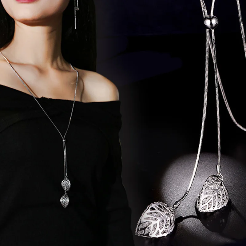 Classic Leaf Pendants Long Necklace For Women Bijoux New Fashion Jewerly