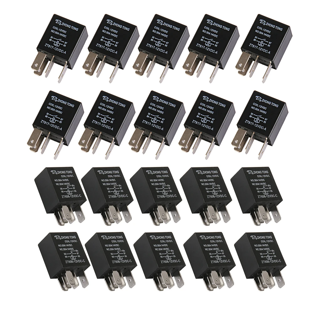 20pcs Electrical Relay Switches 12V DC 20A/30A AMP SPDT Relay 5P & 4P For Truck Boat Marine