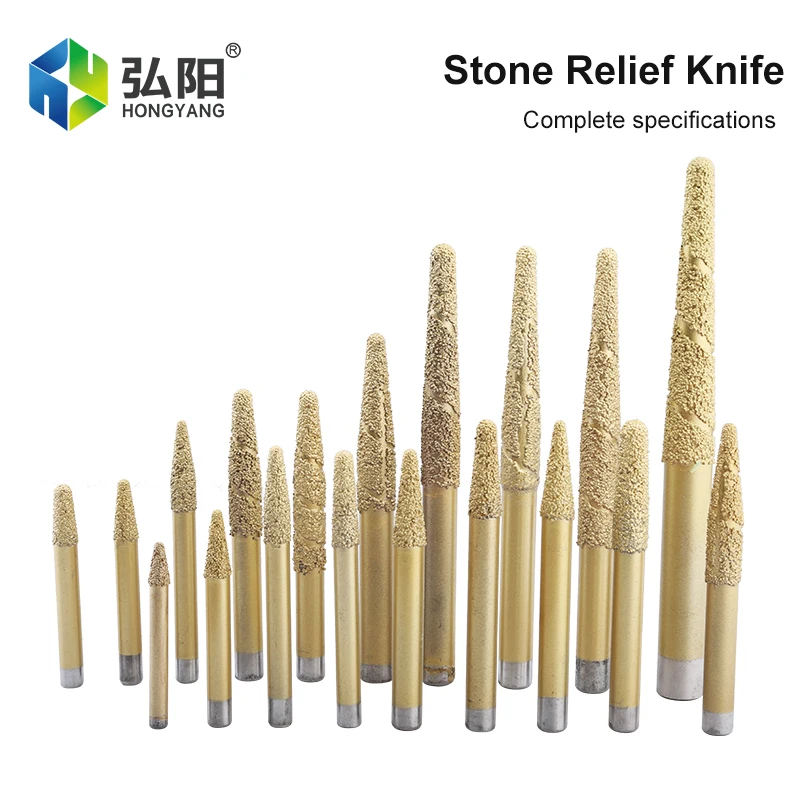 1PC Stone Cutting Relief Bit CNC Milling Machine Granite Marble Chisel Tool Taper Ball Head Diamond Brazing Milling Cutter Bit