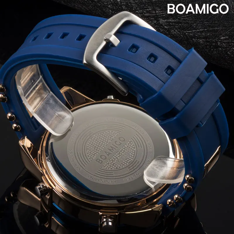 BOAMIGO Mens Watches Top Luxury Brand Men Sports Watches Men\'s Quartz LED Digital 3 Clock man Male Wrist Watch relogio masculino