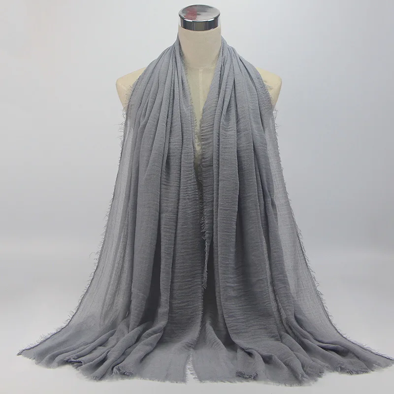 70x175CM Women Islam hijab Maxi Crinkle Shawl Cotton and Linen Women Ladies Simple Daily Wrap Hijabs Plain Muslim Headscarf