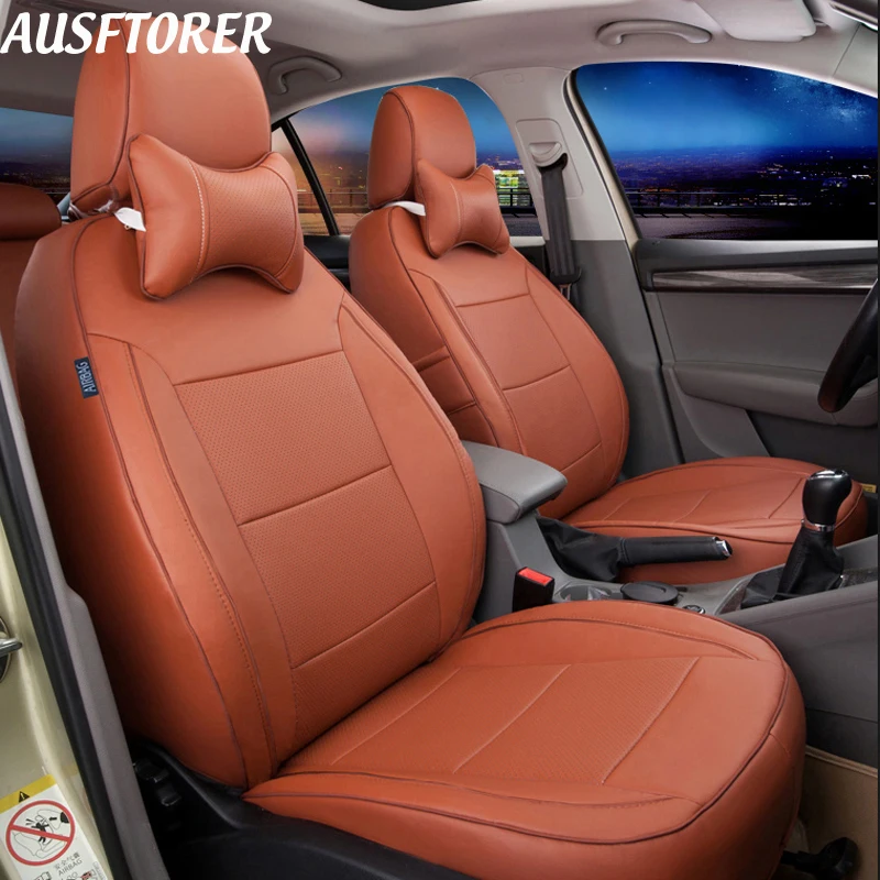 AUSFTORER Cowhide & PVC Leather Car Cushion for Land Rover Evoque 2012-2016  Automobiles Seat Covers Supports Auto Accessories