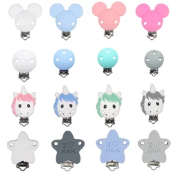 Joepada 3Pc/Lot Mickey Round Star Unicorn Silicone Beads Clip For Baby Teether Pacifier Accessories Infant Clasps Holders