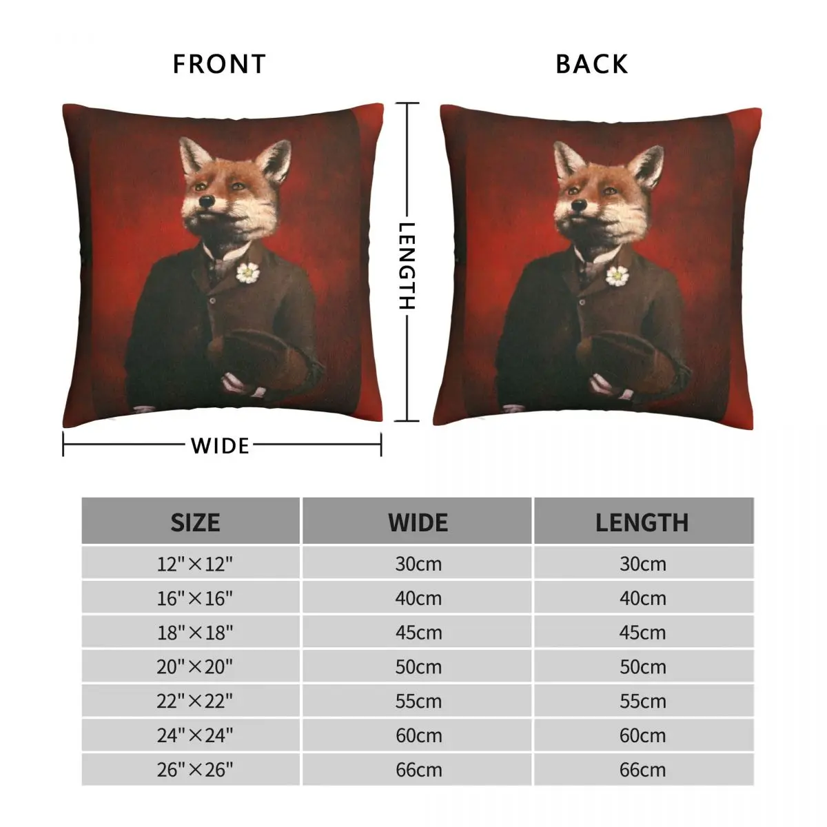 Edwardian Mr Fox In A Suit Square Pillowcase Polyester Linen Velvet Printed Zip Decor Room Cushion Cover 18