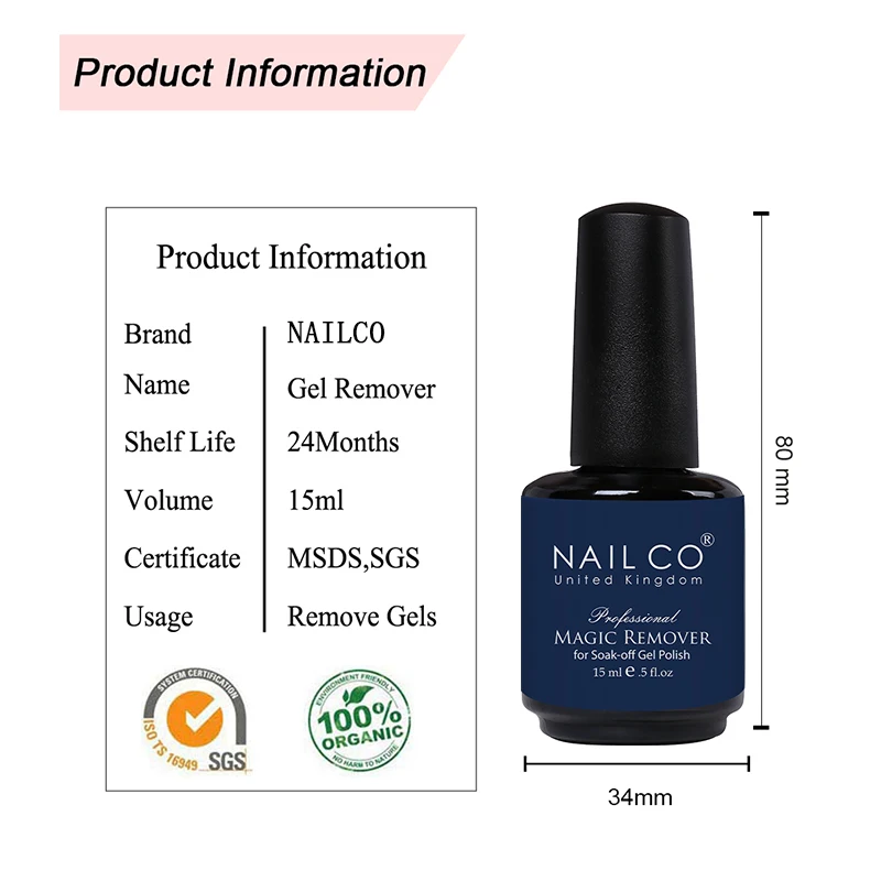 Nialco 15Ml Remover Gel Geen Schade Nail Art Primer Schoon Off Acryl Voor Nail Gel Lak Burst Magic Cleaner ontvetter