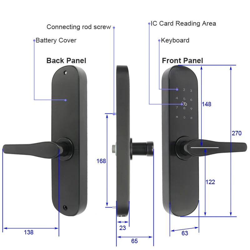 RAYKUBE Electronic Door Lock 13.56Mhz M1 Card Password Bluetooth TT Lock APP Unlock For Hotel / Home /  Office R-FG3BT