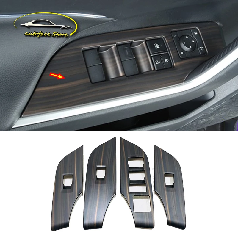 

ABS Carbon Fibre For Toyota RAV4 2019 2020 Car Accessories Door Window Glass Lift Control Switch Panel Cover Trim Sticker 4/pcs