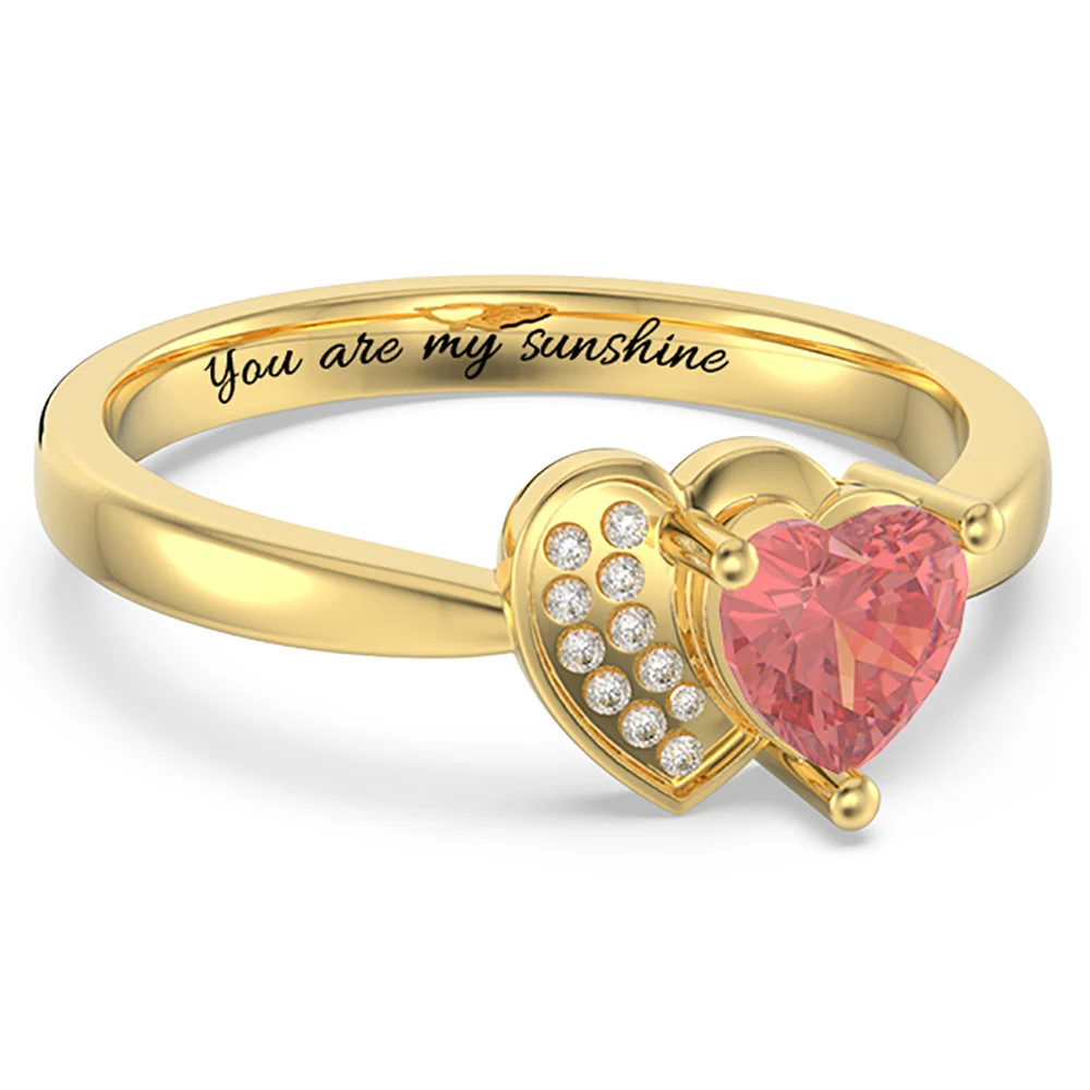 

Uonney Dropshipping Personalized Heart In Heart Promise Ring With Birthstone Custom Unique Double Heart Ring Best Gift