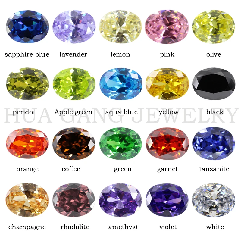 Cubic Zirconia Stone Multicolor Oval Shape Brilliant Cut Loose CZ Stones Synthetic Gems Beads For Jewelry 2x3~13x18mm AAAAA