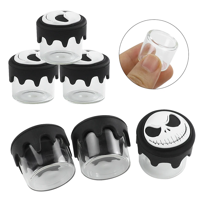 Novel 3Pcs 6ml Silicone Glass Container for Mini Concentrate Jars Storage