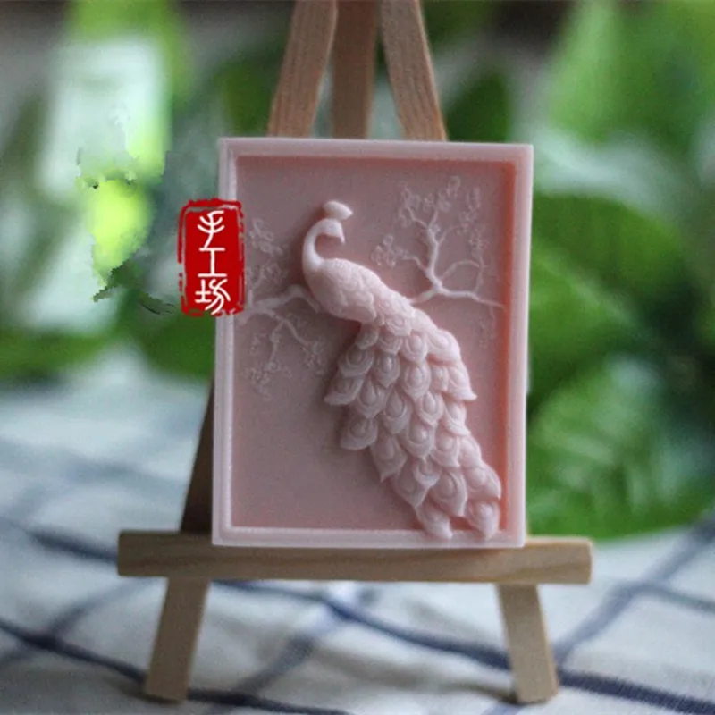 Lifelike Peacock Handmade Soap Mold Rectangle Flower DIY Animal Soap Making Molds Aromatherapy Plaster Resin Art Crafts Mould