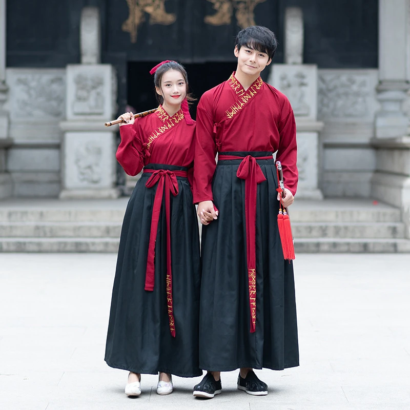 Hanfu จีนคู่โบราณ Vintage Robe Deluxe ชุดราตรีชุดผู้ใหญ่ Halloween Cosplay เครื่องแต่งกายสำหรับ Men & Women 2XL