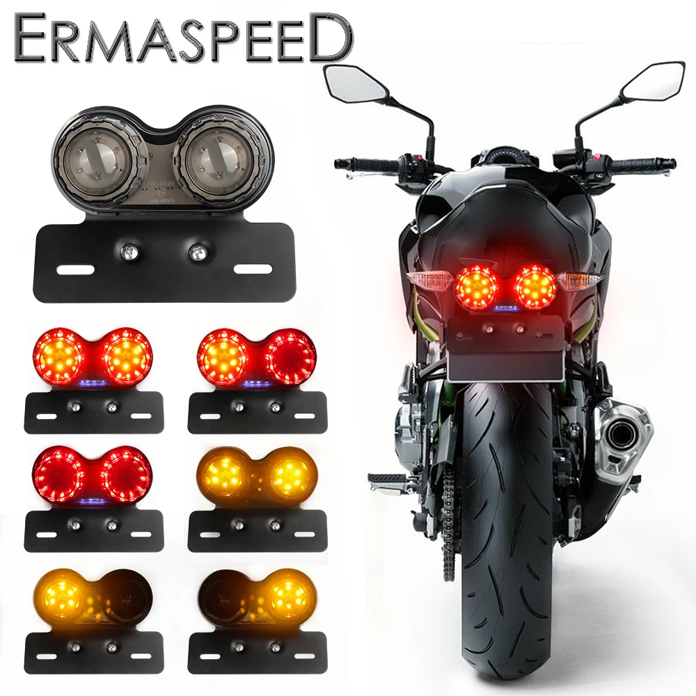 

40 LED Motorcycle Tail Light Running Lamp Brake Stop&Turn Signal Light with License Plate Bracket for Motorcycle Street Bike