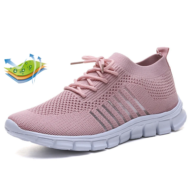 

Women's Mesh Breathable Running Shoes,Lace-Up Sneakers for Women's Vulcanized Shoes Ladies Casual Flat Non-Slip Sneakers