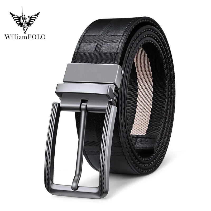 

WILLIAMPOLO new belts men's buckle jeans tide belts double-sided canvas cowhide temperament youth belts