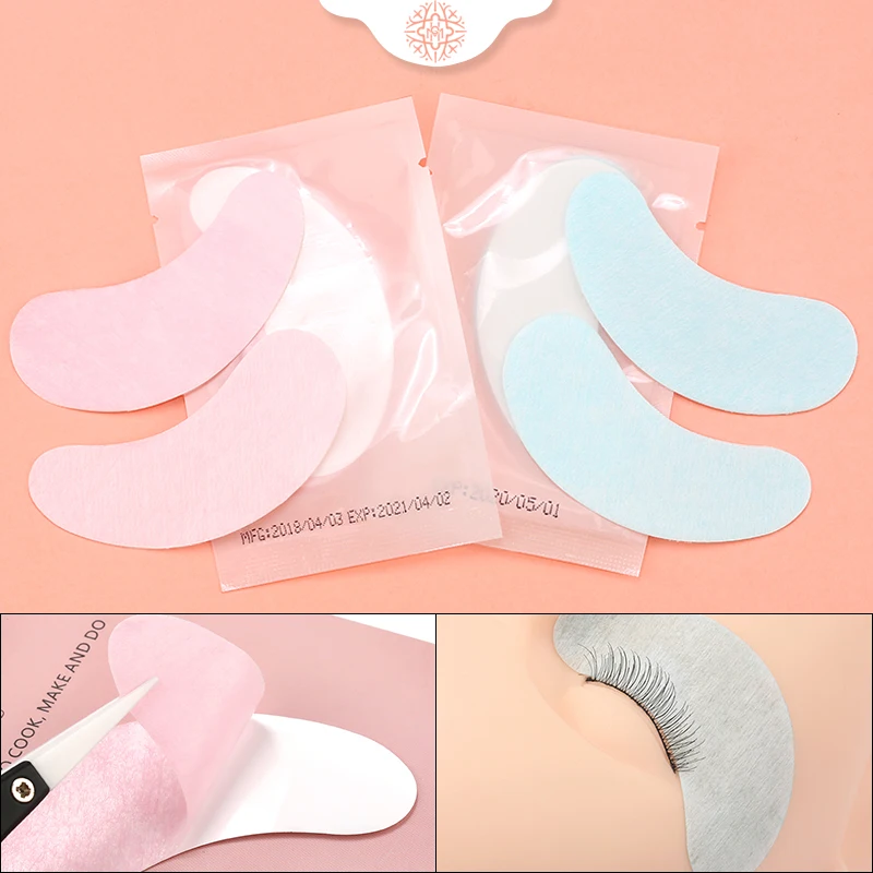 Almohadillas para Injerto de pestañas, parches de Gel para ojos, rosa y azul, envolturas adhesivas para extensiones de pestañas, herramientas de maquillaje, 10/20/50 pares